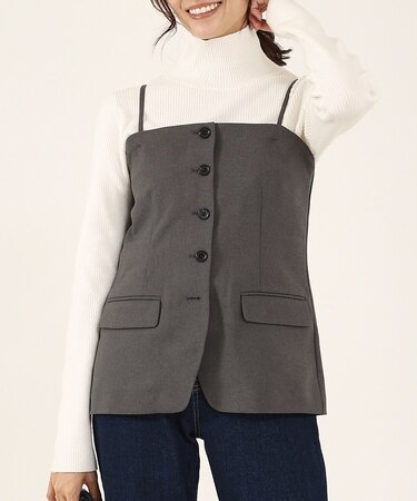 【セットアップ対応】ピンストライプ＆無地ビスチェベスト