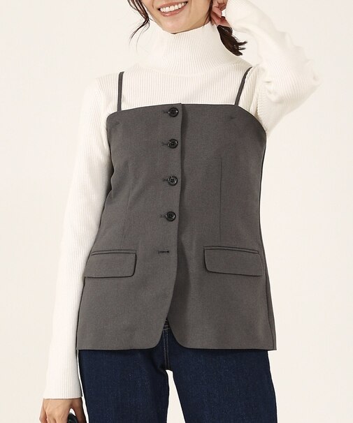 【セットアップ対応】ピンストライプ＆無地ビスチェベスト