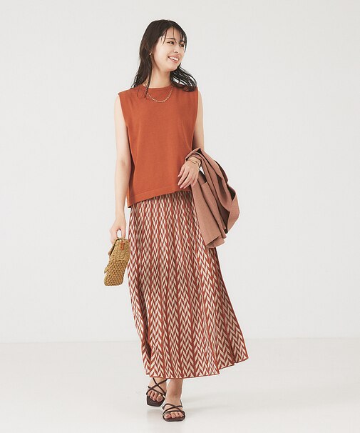 ノースリーブ＆ジャガードスカートセットアップ