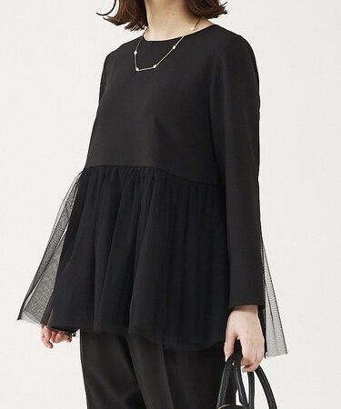 【エニデイカセット】チュールペプラムブラウス