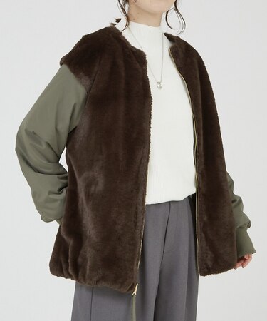 ファーコンビリバーシブルブルゾン