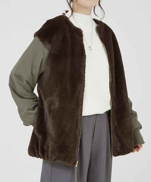 ファーコンビリバーシブルブルゾン