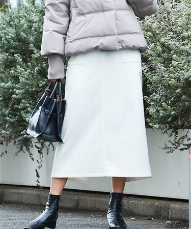 フェイク（スエード＆レザー）ロングタイトスカート