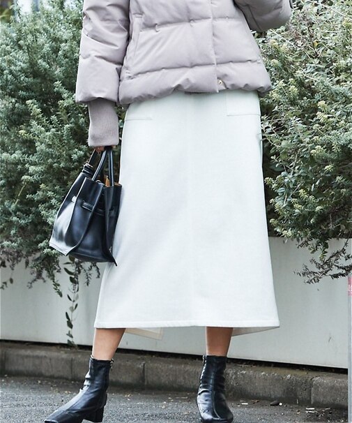 フェイク（スエード＆レザー）ロングタイトスカート