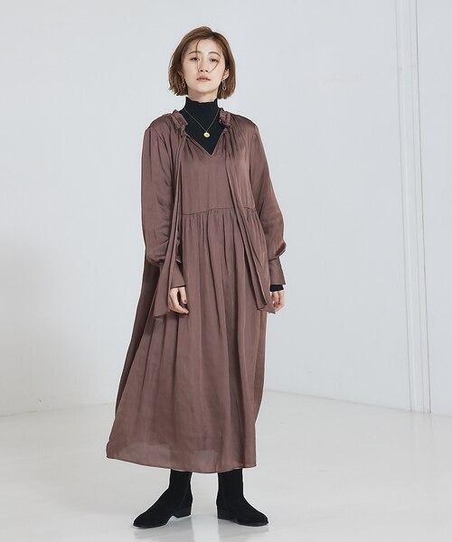 【美品】アルチビオ中綿入り 2WAYワンピース サイズ36 大人のいちまんワンピ】UネックZIP2WAYワンピース｜デザイン