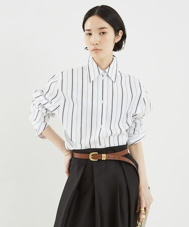 【TOTEME】KIMONO‐SLEEVE STRIPED SHIRT／ストライ