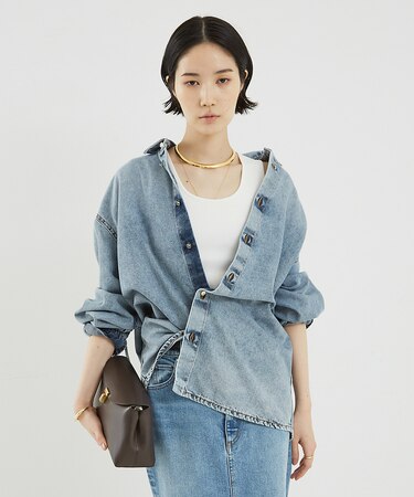 【DARKPARK】KEANU TENCEL DENIM ROUCHE SHIR