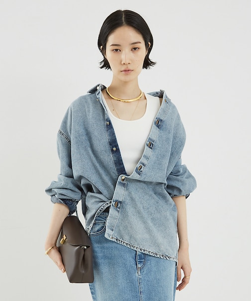 【DARKPARK】KEANU TENCEL DENIM ROUCHE SHIR