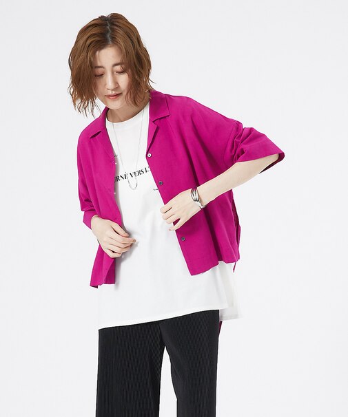 レーヨンリネンショートシャツ