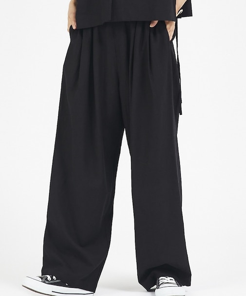 【セットアップ対応】レーヨンリネンワイドパンツ