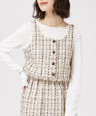 【セットアップ対応】ツィードビスチェ