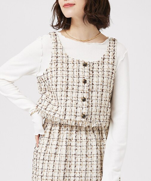 【セットアップ対応】ツィードビスチェ