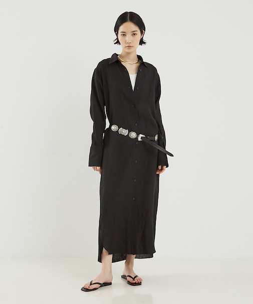 【COCUCA】リネンシャツワンピース