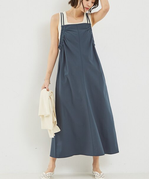 【大人のいちまんワンピ】ギャザーキャミワンピ