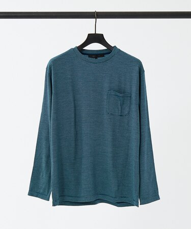 ウール天竺 ボーダー長袖カットソー