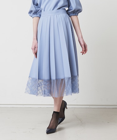 裾レース切替えプリーツスカート