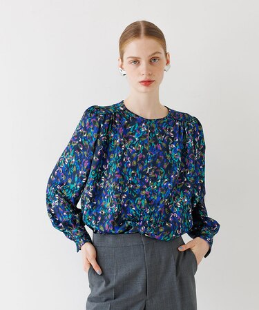 水彩プリントブラウス