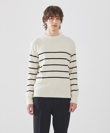 【ライン入り】モール クルーネック ニット