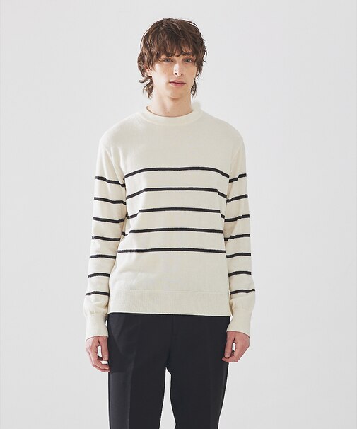 【ライン入り】モール クルーネック ニット