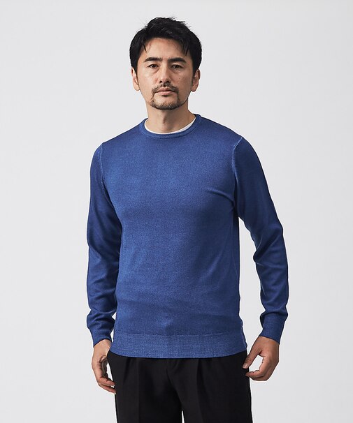 イタリア製 製品染め クルーネック ニット