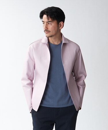 ボタンレス シャツ型レザージャケット