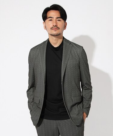 【セットアップ対応】メッシュジャージ ヘリンボーン ジャケット