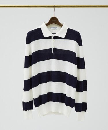 【PT TORINO / ピーティー トリノ】コットン ボーダー ニット ポロシ
