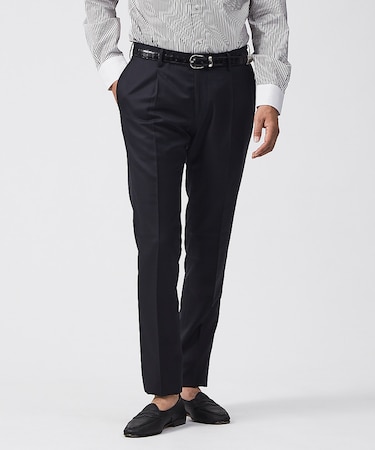 【セットアップ対応】ウールシルク ワンタック スラックスパンツ