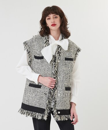 ラメツイードフリンジジレ