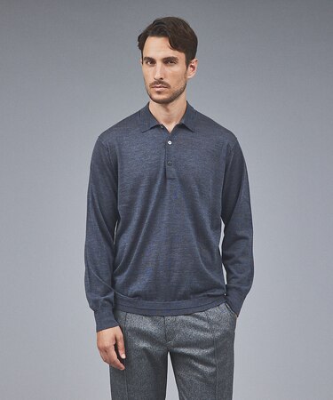 【Super120S】ニット ポロシャツ