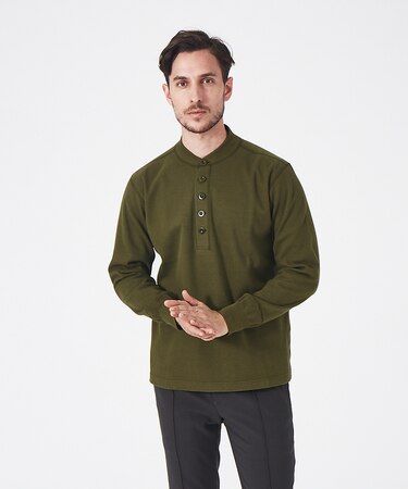 SD 12.8OZ BRUSHED TIGHT RIB 長袖ヘンリーネック