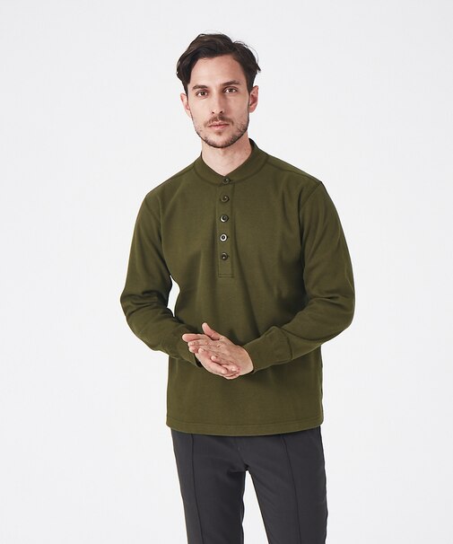 SD 12.8OZ BRUSHED TIGHT RIB 長袖ヘンリーネック