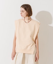 裏毛サイドスリットフレンチスリーブプルオーバー