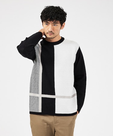 【パネル切替】カシミヤタッチ ジャガード ニット