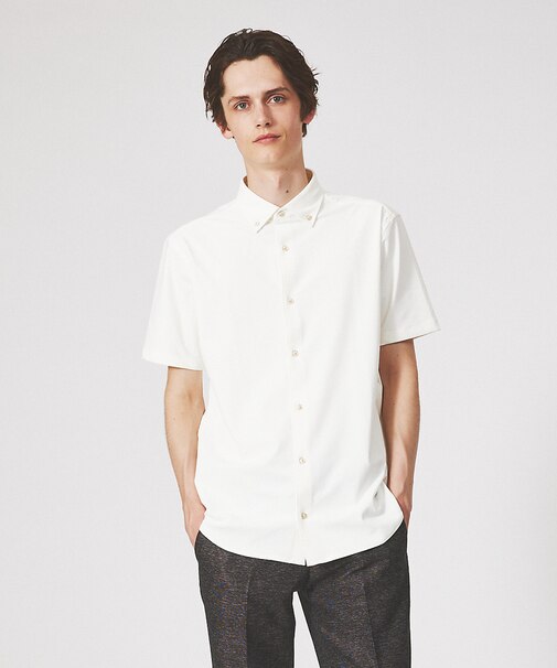 【FLEX SHIRTS】マルチストレッチ ボタンダウン 半袖シャツ