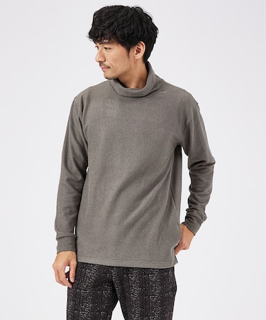 【起毛スムース】パウダーストレッチ タートルネック カットソー