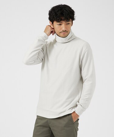 【起毛スムース】パウダーストレッチ タートルネック カットソー