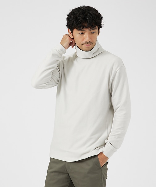 【起毛スムース】パウダーストレッチ タートルネック カットソー