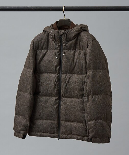 【撥水】700FP ウールライク ダウンジャケット/フードブルゾン