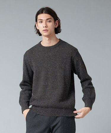 ウール シルク ネップ ワッフル プルオーバー ニット