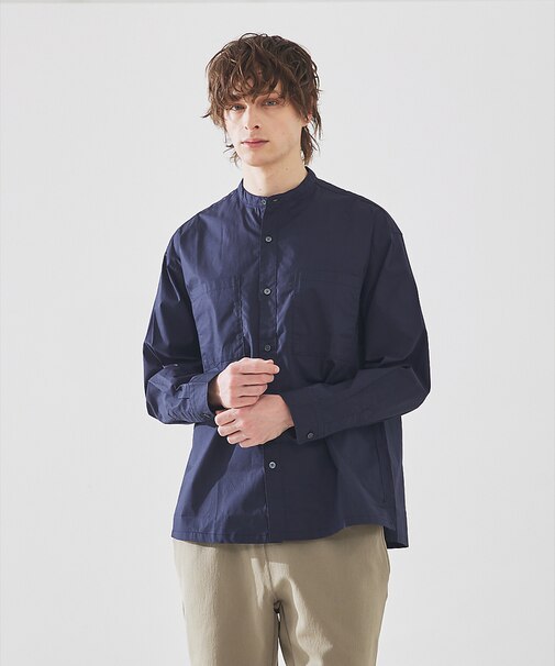 センタータック バンドカラーシャツ