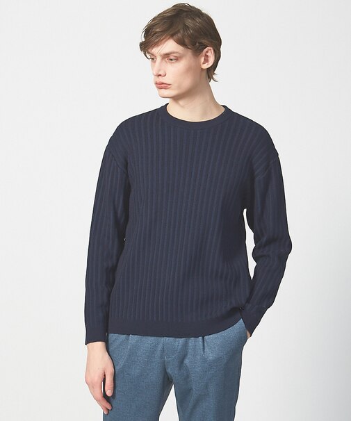 ストライプ プレーティング ニット