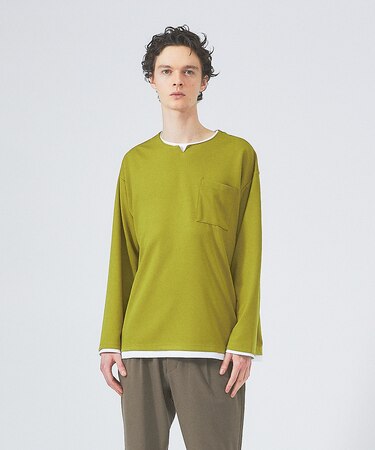 【レイヤード】キーネック ロングスリーブ Tシャツ
