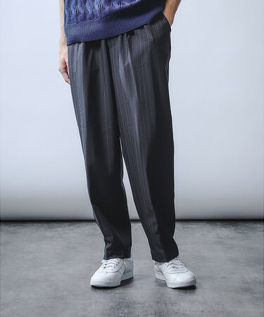【ペンストライプ】ワイド テーパードパンツ