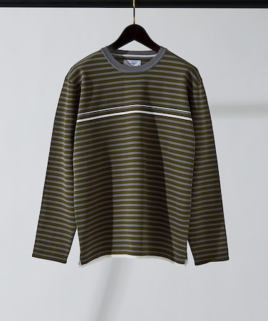 ポリエステル 天竺 ボーダー プルオーバー ニット