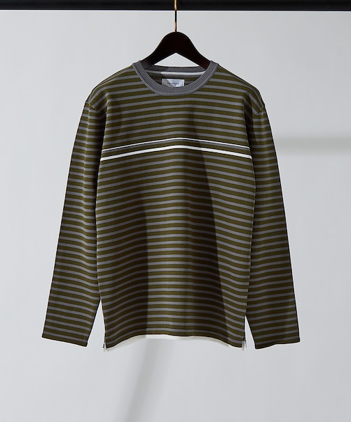 ポリエステル 天竺 ボーダー プルオーバー ニット