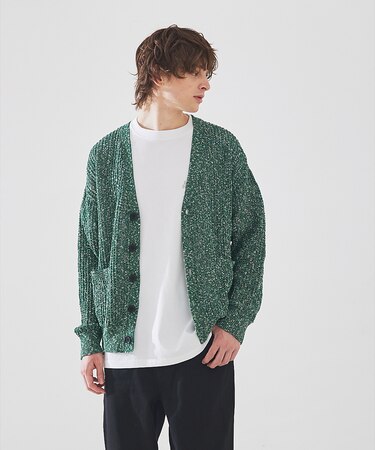 【透かし編み】スラブ ニットカーディガン