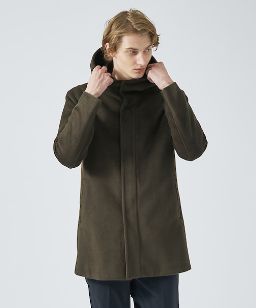 【毛玉レス】ウール調メルトン フードコート