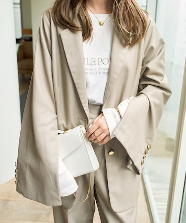 【一部店舗限定】【2点セット】スリットジャケット＆ウエストクロスパンツSET