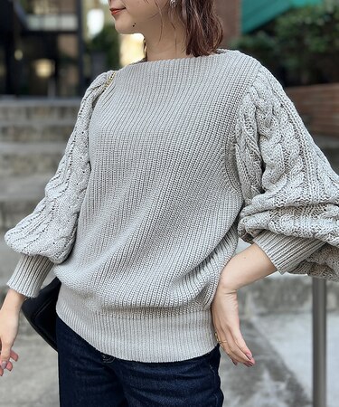 【一部店舗限定】スリーブ　ケーブルニット